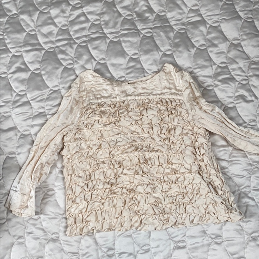 crewcuts girl ruffle ivory top sz 8
